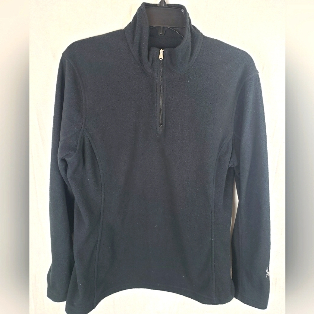 Spyder Black 1/4 Zip Long Sleeve Fleece Sweatshirt Sz L